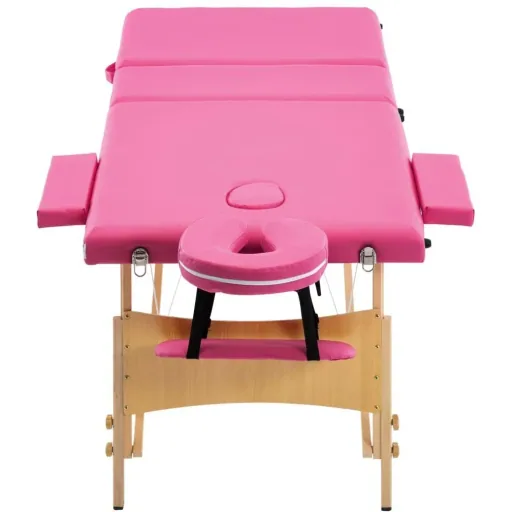 Klappbarer Massagetisch 3 Zonen Holz rosa
