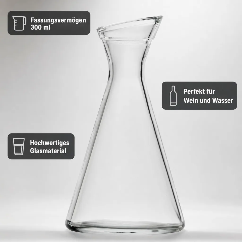 Wasserkaraffe, Glaskaraffe, Weinkaraffe - Pisa, 0,3 l