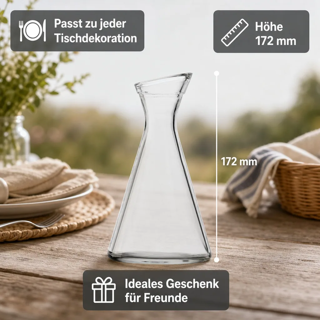 Wasserkaraffe, Glaskaraffe, Weinkaraffe - Pisa, 0,3 l