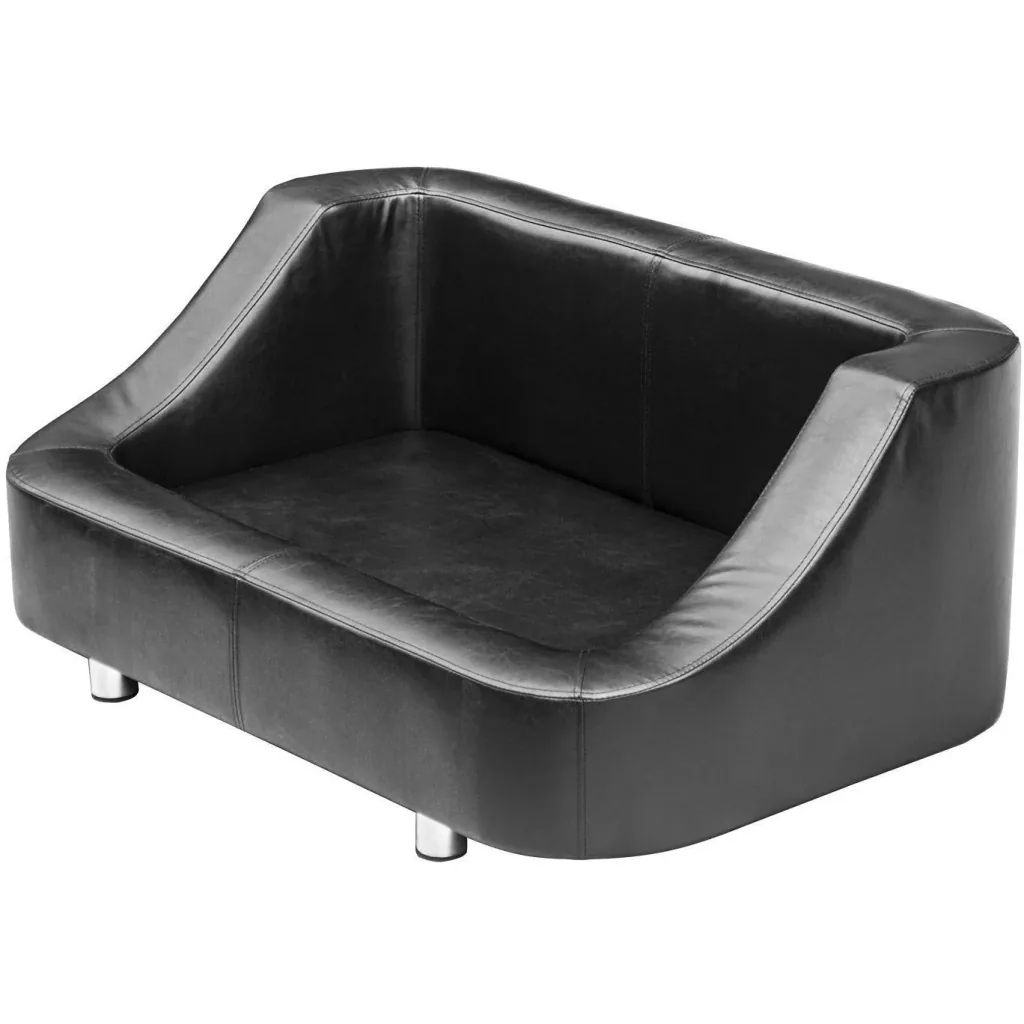 Luxus Hundesofa Hundebett Kunstleder schwarz-weiss