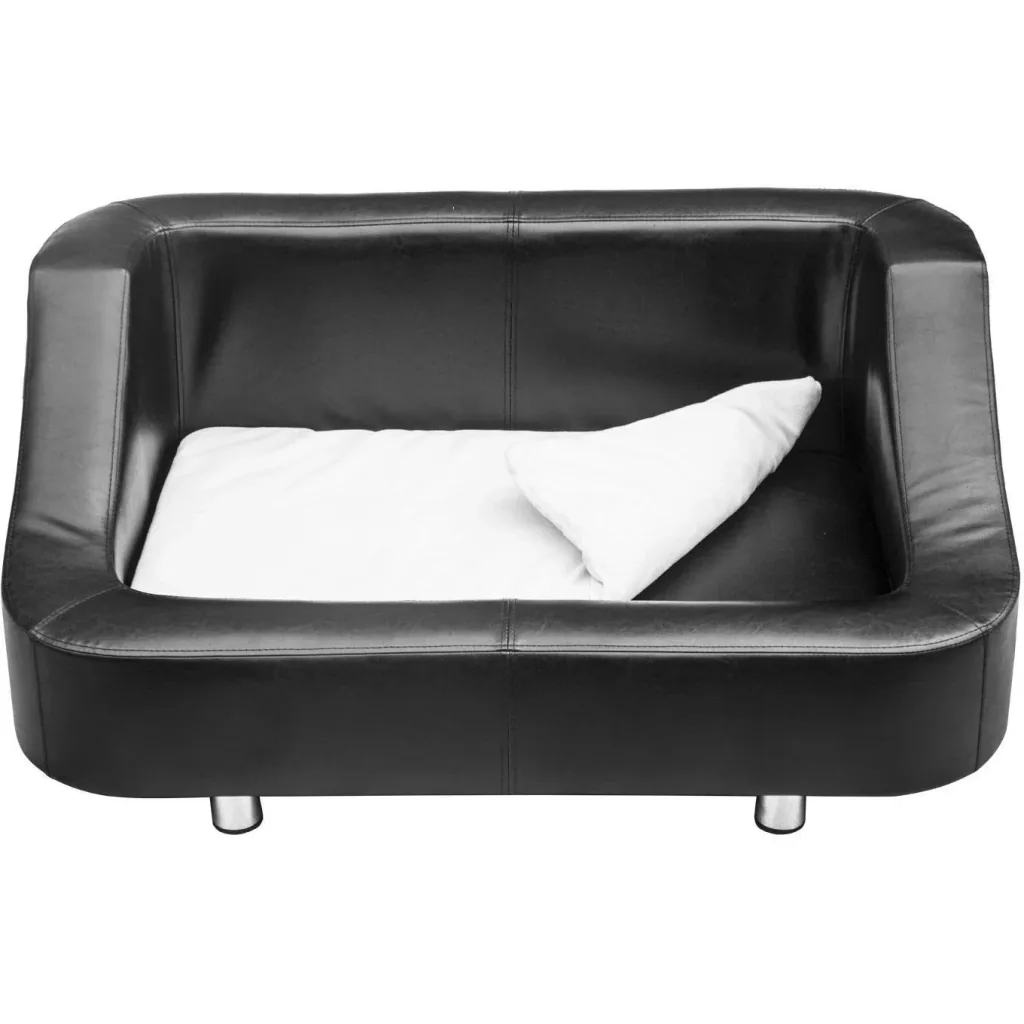 Luxus Hundesofa Hundebett Kunstleder schwarz-weiss