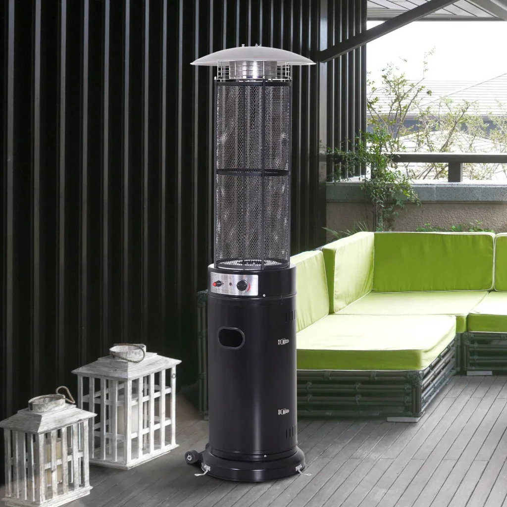 Gasheizer Gasheizstrahler Terrassenheizer Heizstrahler Heizpilz mit Rollen Umkippschutz Edelstahl