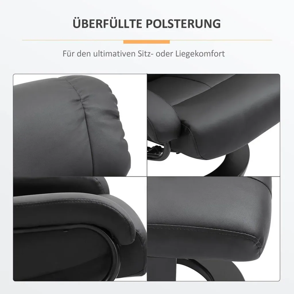 Massagesessel Fernsehsessel Sessel mit Hocker Massagefunktion samtartiges Polyester Schwarz 76 x 80 x 102 cm