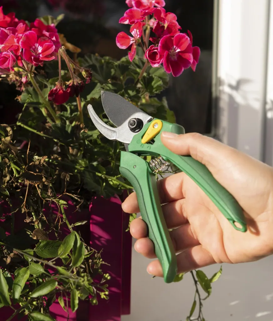 Einhand-Gartenschere vorbeischneidend