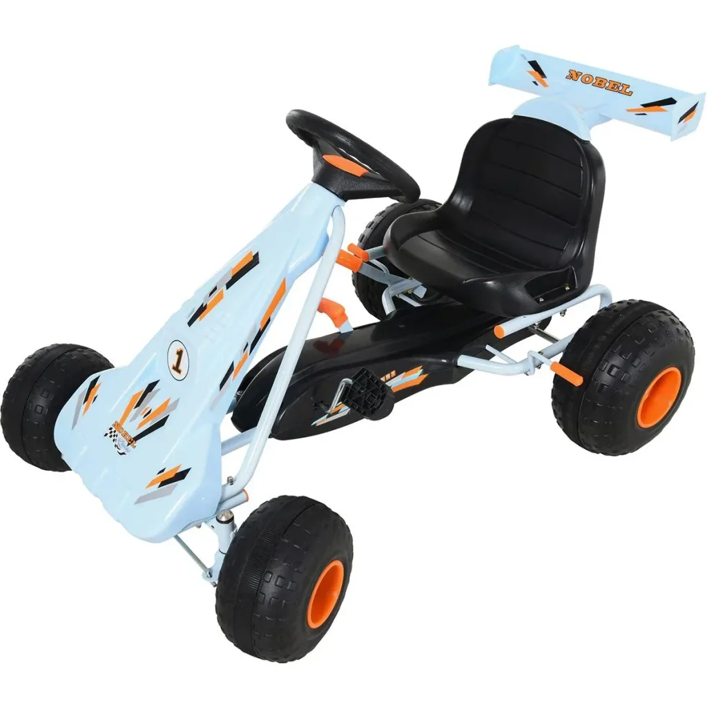 Go Kart Kinderfahrzeug Tretauto mit Pedal Bremsen Kinderspielzeug für 3-6 Jahre Stahl Hellblau 97 x 66 x 59 cm