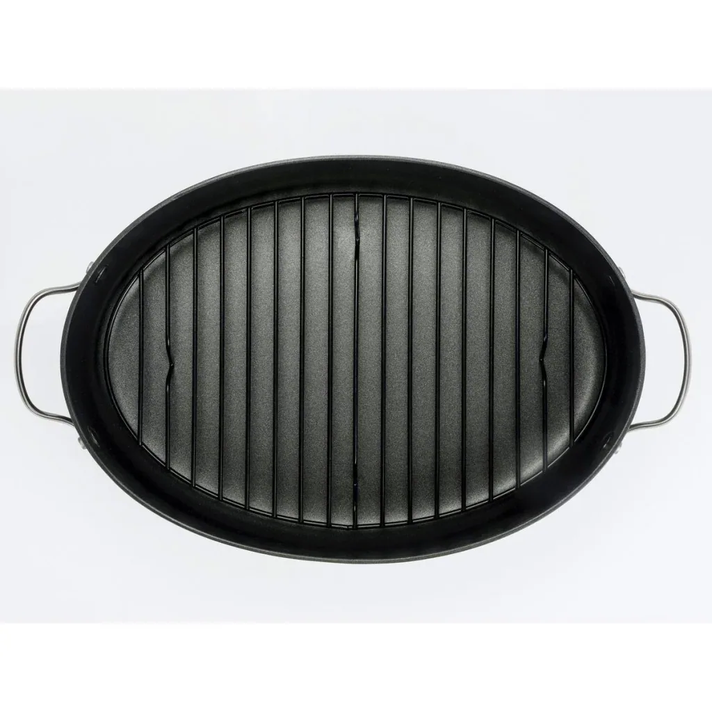 Mehrzer - Ovale Bratpfanne mit Grillrost und Glasdeckel - 36 cm