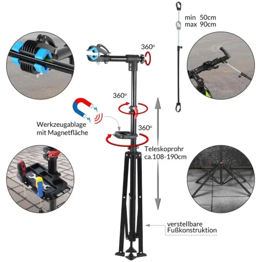 Fahrradständer höhenverstellbar - 108 bis 190cm - bis zu 30kg
