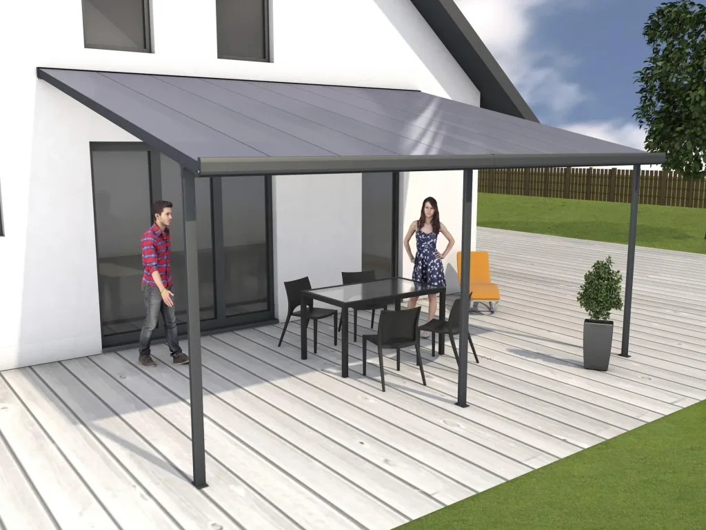 Terrassendach Bausatz, Farbe anthrazit, 5460 x 4060 mm