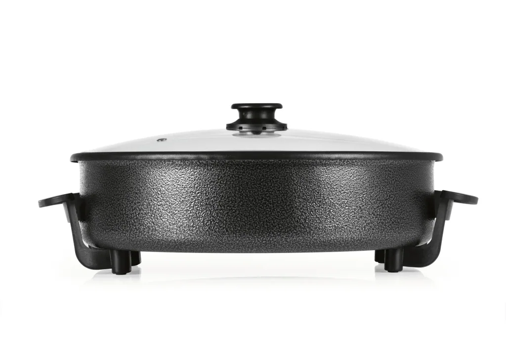 Pizza-Pfanne mit Deckel, elektrisch, Schwarz, 17,5 x 45 x 41 cm, 1500 Watt