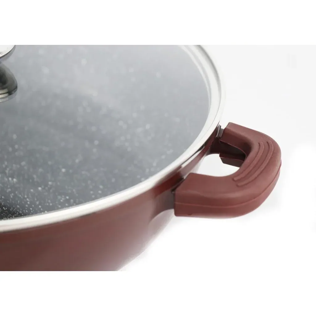 Bratentopf/Kasserolle - mit Deckel - 24 cm - Burgunderrot