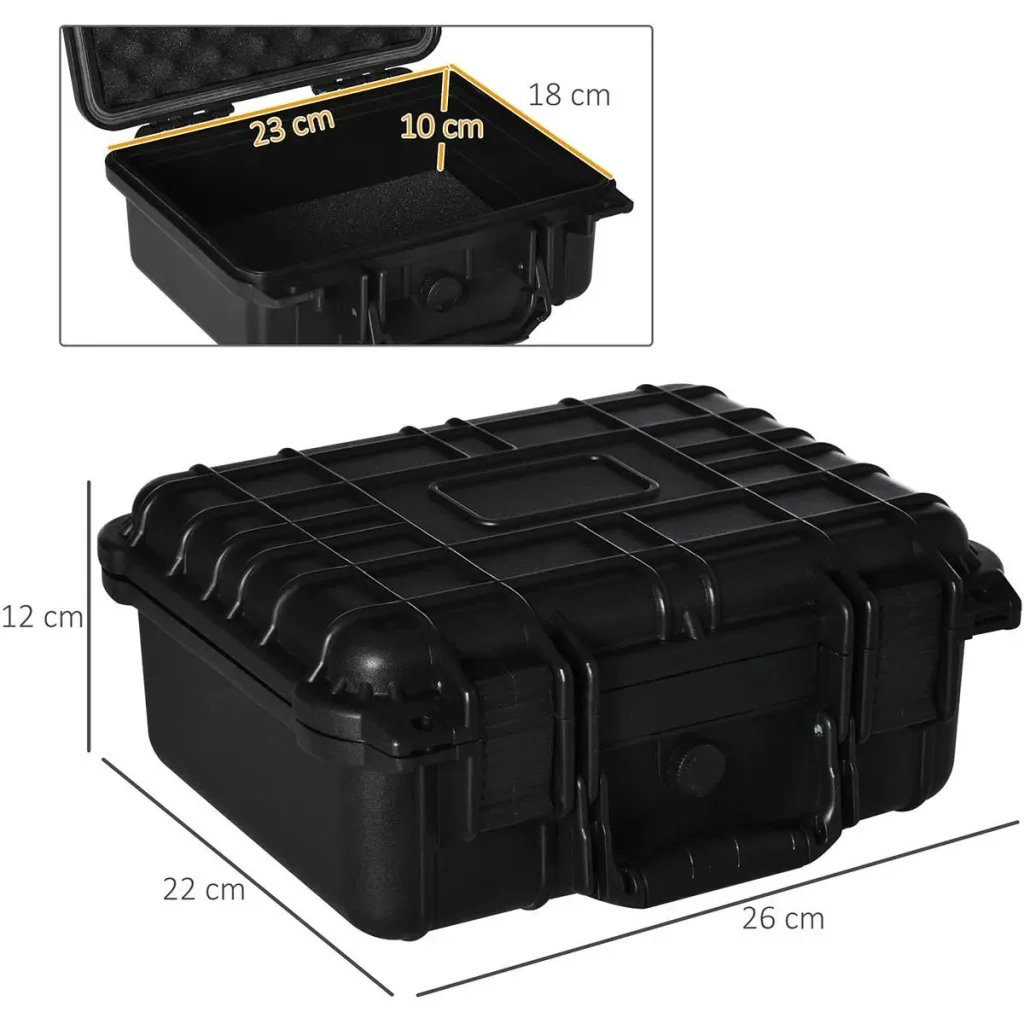 2er-Set Werkzeugkoffer Leer mit Werkzeugkiste Griff Schaumstoff wasserdicht Kunststoff Silikagel Schwarz 34 x 29 x 15 cm