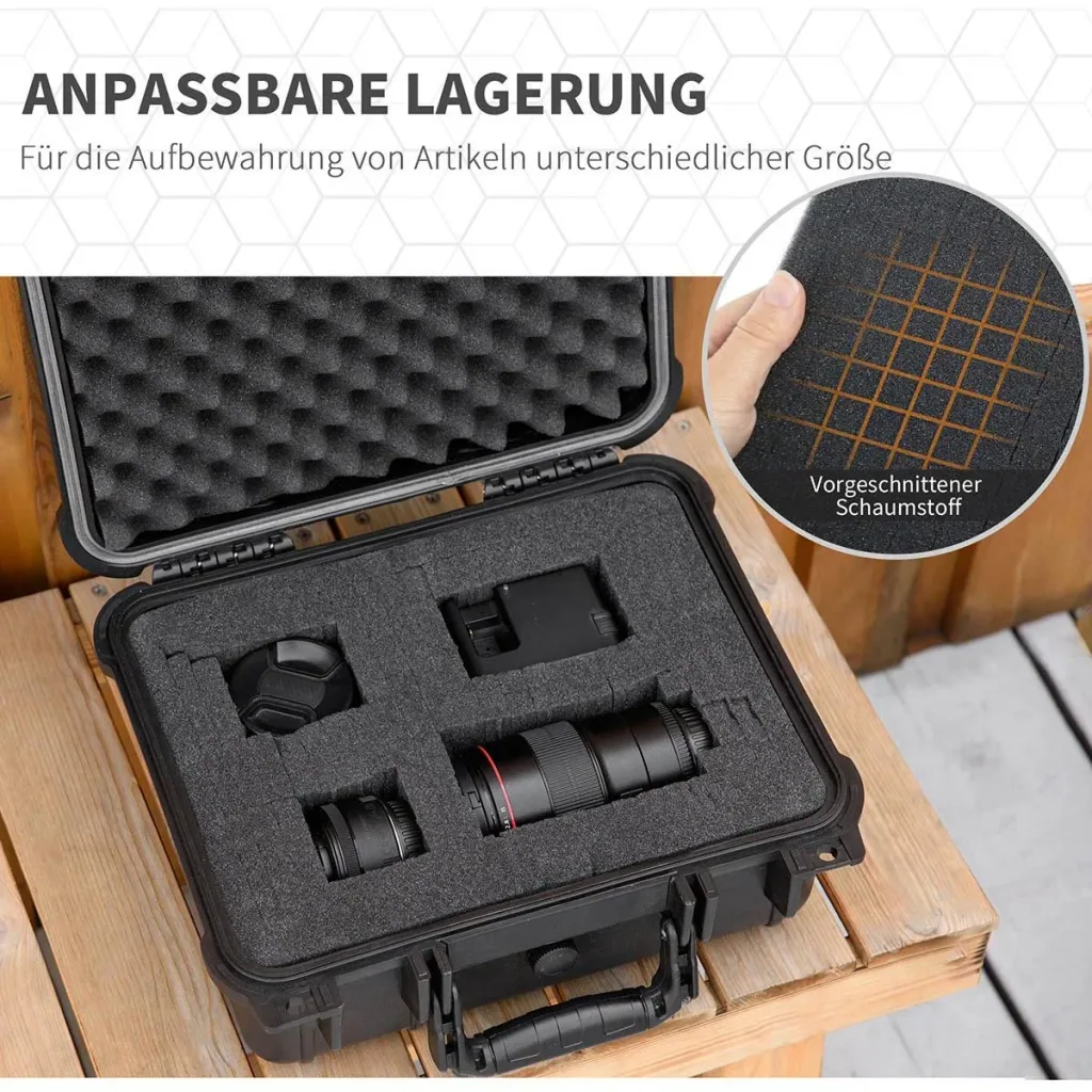 2er-Set Werkzeugkoffer Leer mit Werkzeugkiste Griff Schaumstoff wasserdicht Kunststoff Silikagel Schwarz 34 x 29 x 15 cm