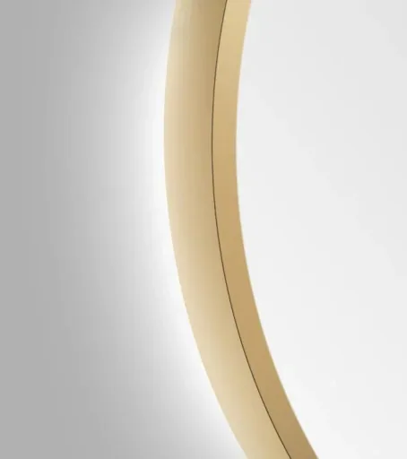 Dekorativer runder Wandspiegel mit indirekter LED Beleuchtung in gold matt Ø 80 cm