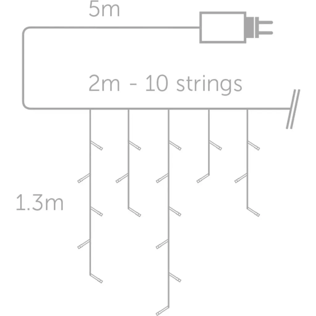 Vellight Eiszapfen-Weihnachtsbeleuchtung - 2 x 1,3 M - 150 LEDs - Warmweiß - Innen & Außen
