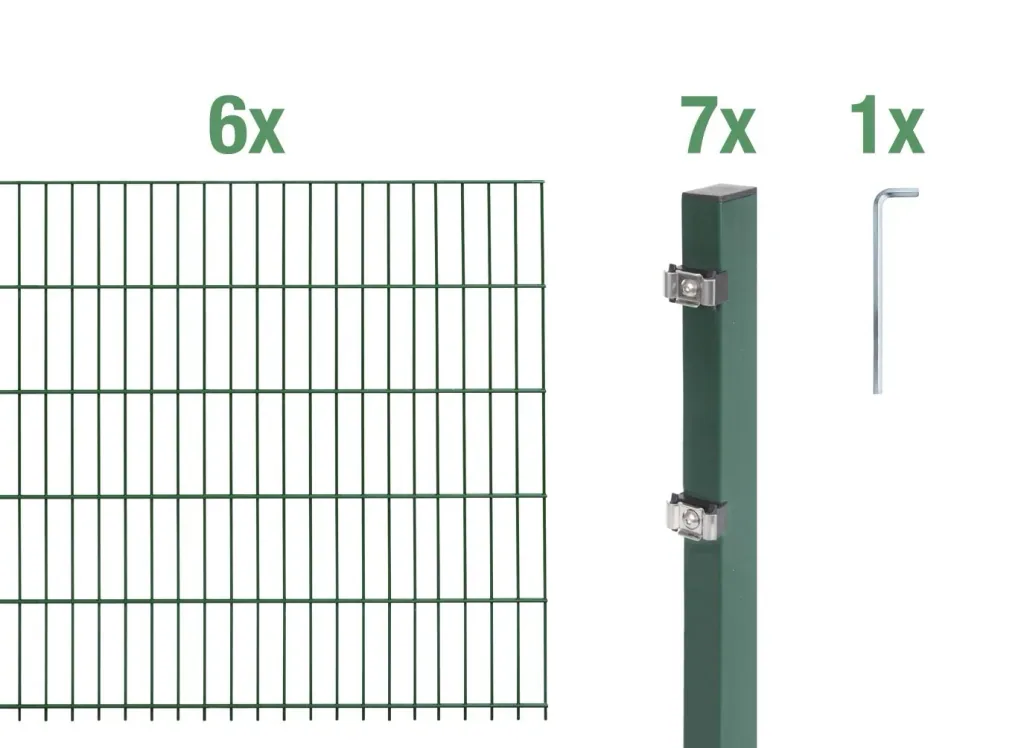 Doppelstabmattenzaun Komplettset, grün, Höhe 160 cm, Länge 12 m