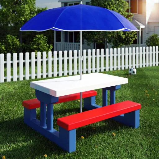 Picknicktisch für Kinder mit Sonnenschirm