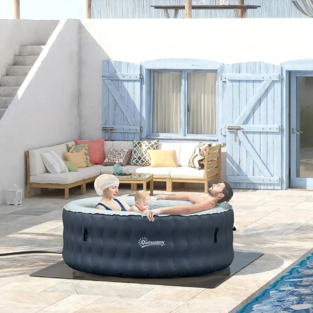 Whirlpool Spa aufblasbar für 4 Personen Dunkelblau+Weiß 180 x 68 cm