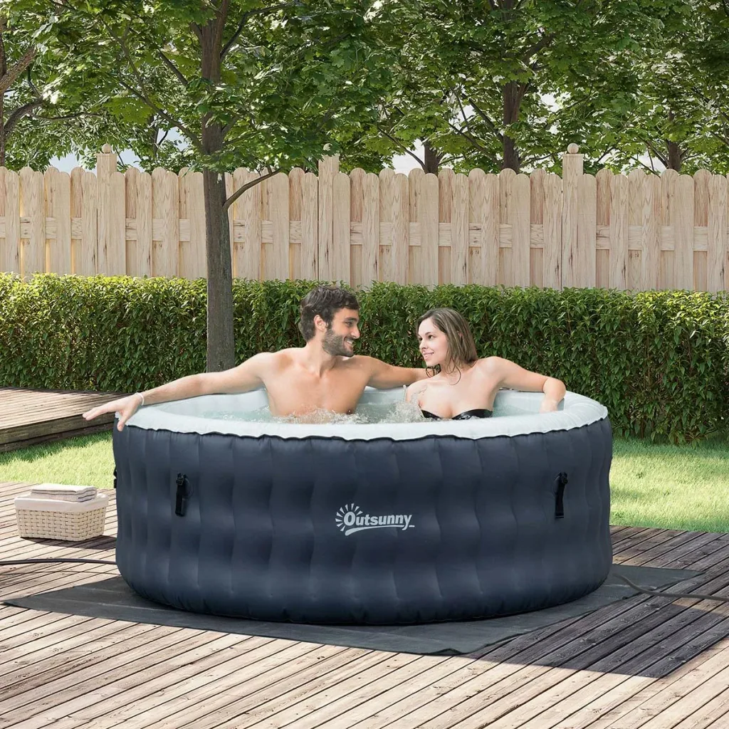Whirlpool Spa aufblasbar für 4 Personen Dunkelblau+Weiß 180 x 68 cm
