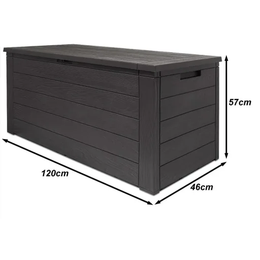 Aufbewahrungsbox anthrazit 120 x 46 x 57cm - Outdoor - Geeignet für Terrasse, Balkon und Garten
