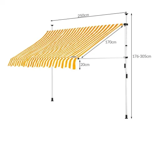 Klem Sonnensegel gelb/weiß 250cm