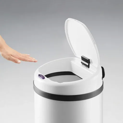 Sensor-Mülleimer Edelstahl weiß 40 Liter