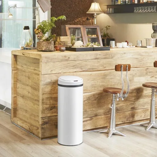 Sensor-Mülleimer Edelstahl weiß 40 Liter