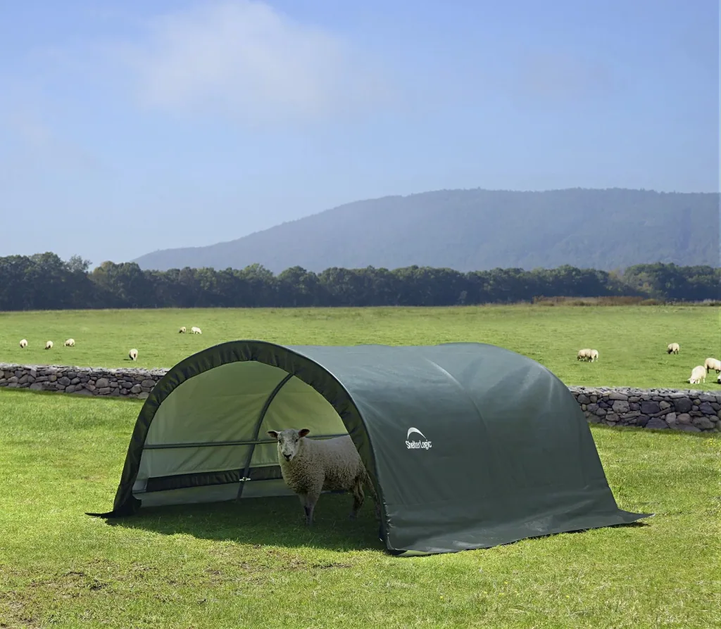 ShelterLogic Weidezelt Run-In-Shed 7,8 m² Grün, 260×300 cm – kompakter Unterstand für Weidetiere, wetterfest