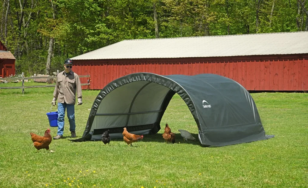 ShelterLogic Weidezelt Run-In-Shed 7,8 m² Grün, 260×300 cm – kompakter Unterstand für Weidetiere, wetterfest