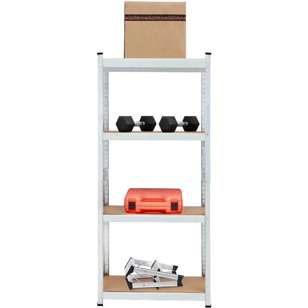 Metallregal mit 4 Fachböden - 700kg Kapazität - (HxBxT) 160x90x40 cm - 175kg pro Fachboden - 2 STUKS