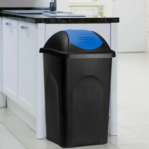 Abfallbehälter schwarz/blau 60 Liter