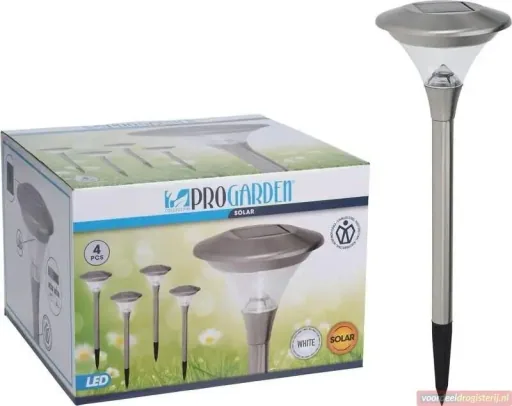 4x Progarden Solar-Gartenleuchte 4er-Set - 47cm (Schaltet sich automatisch ein)