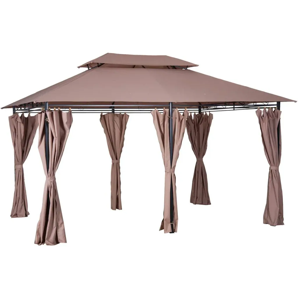 Pavillon Gartenpavillon Partyzelt Gartenzelt Festzelt Doppeldach 3x4m Schwarz+Kaffee