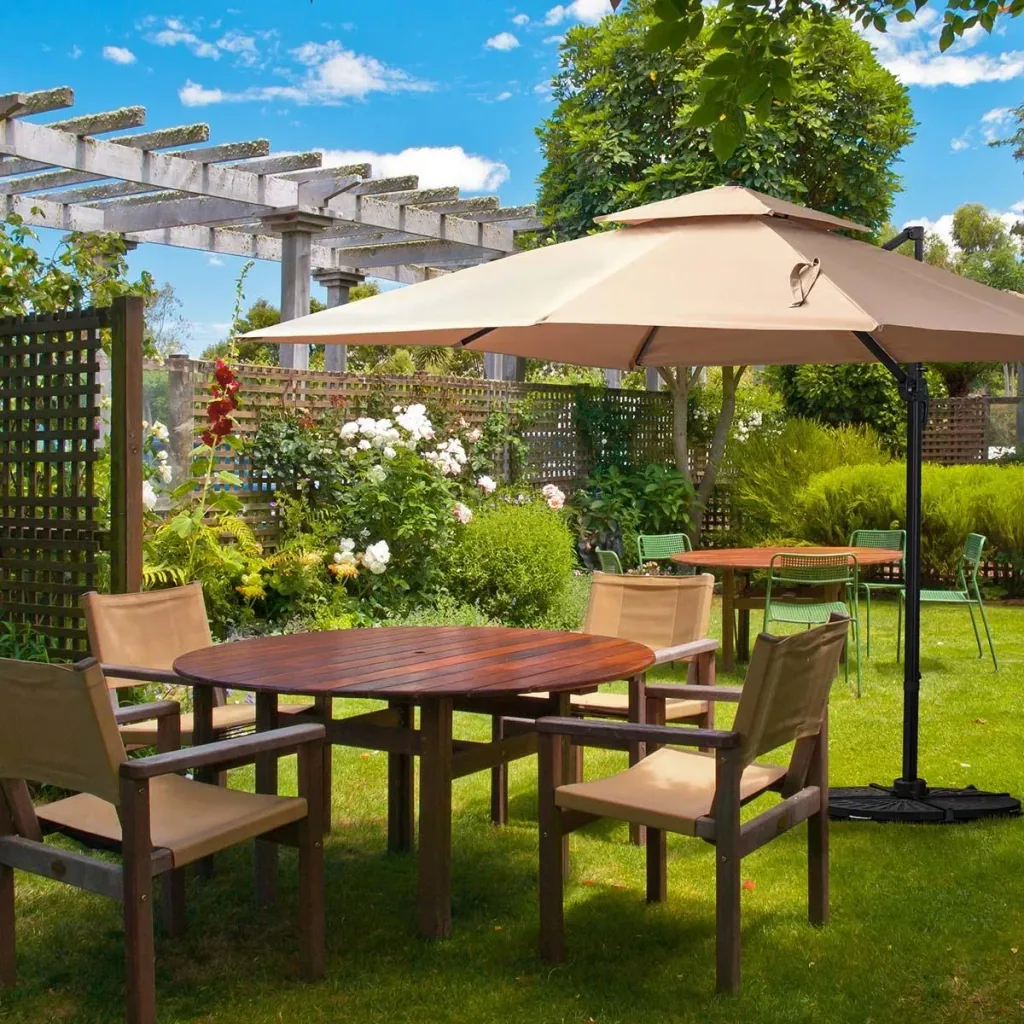 Sonnenschirm 3x3m Gartenschirm Alu Terrassenschirm 360 grad schwenkbar Khaki