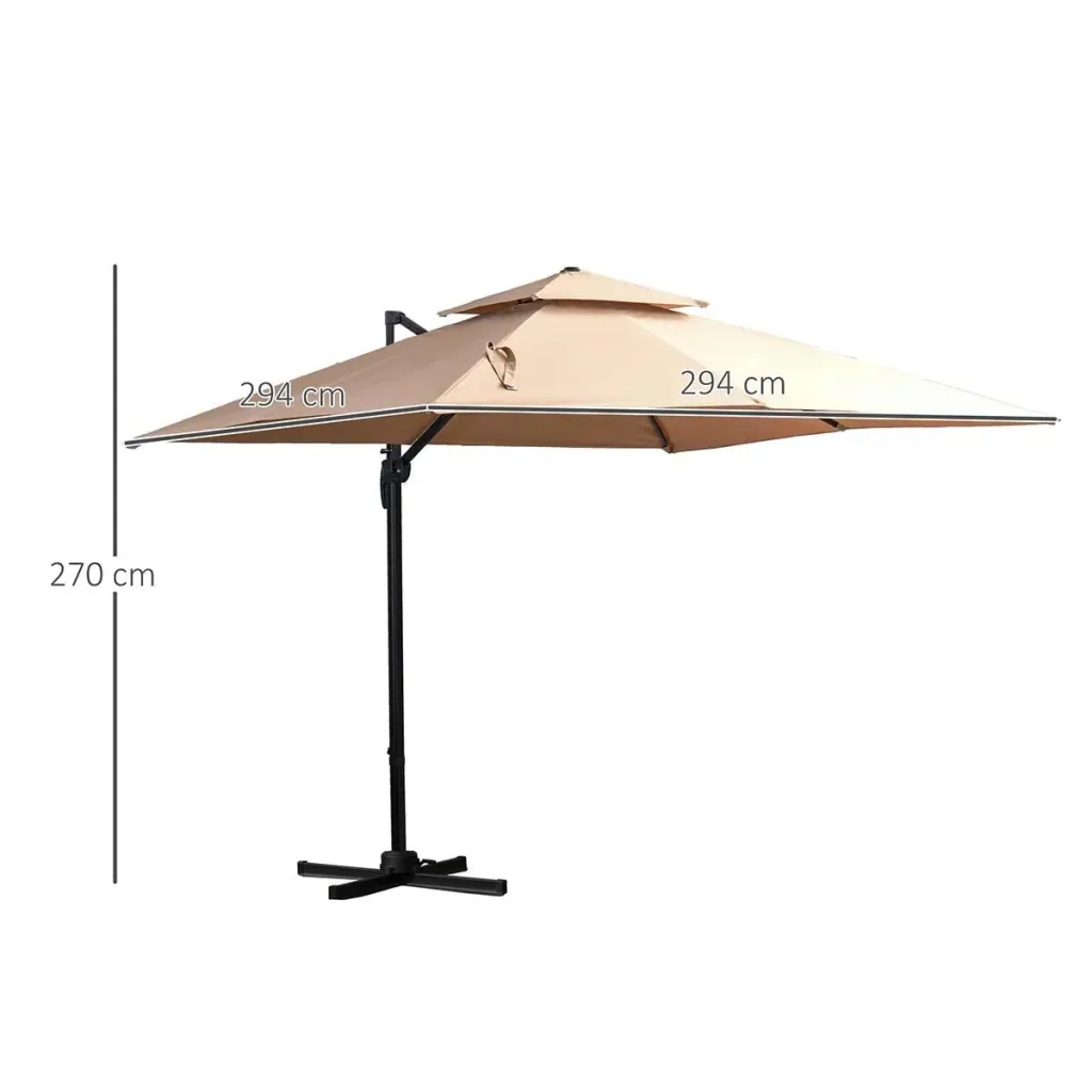 Sonnenschirm 3x3m Gartenschirm Alu Terrassenschirm 360 grad schwenkbar Khaki