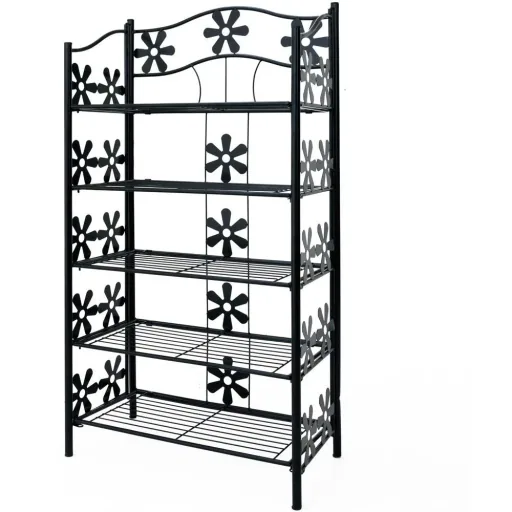 Regal / Aufbewahrungsregal - Garten - 5 Fächer - Metall - 112 x 60 x 30 cm - Schwarz