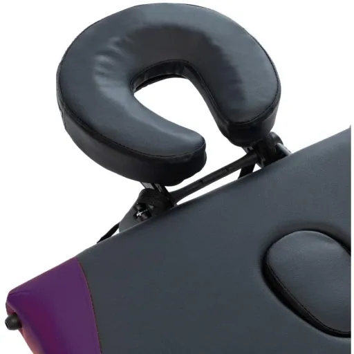 Klappbarer Massagetisch mit 3 Zonen (Aluminium, schwarz und lila)