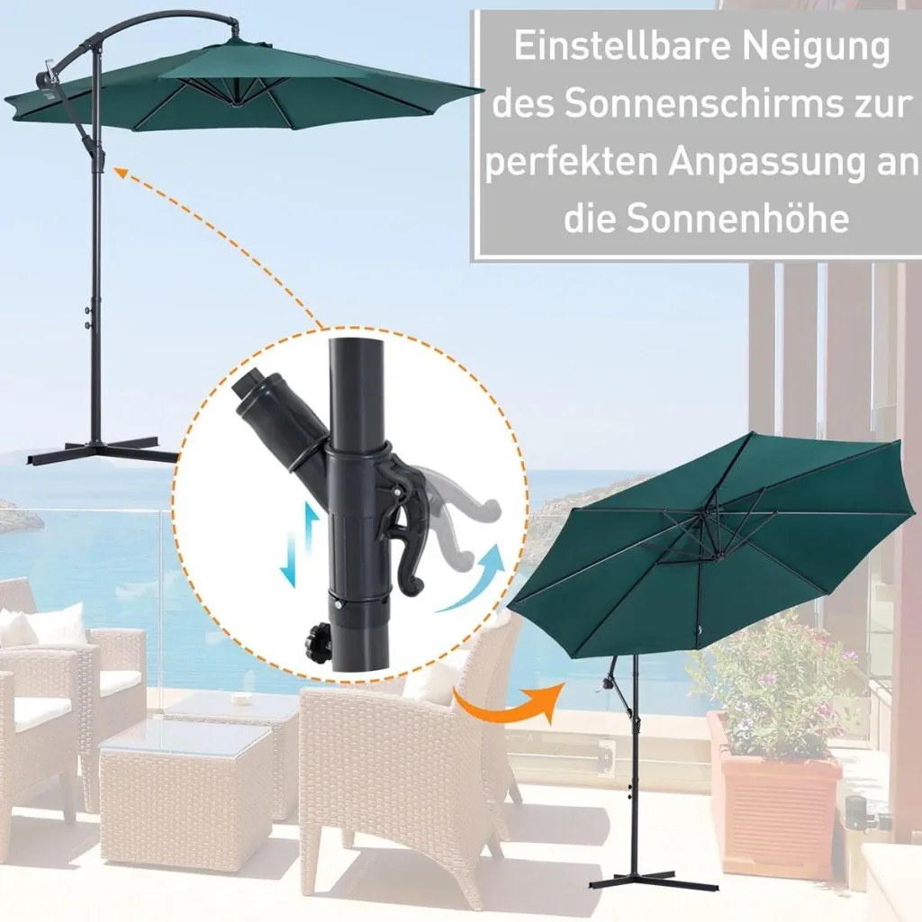 Ampelschirm mit Handkurbel