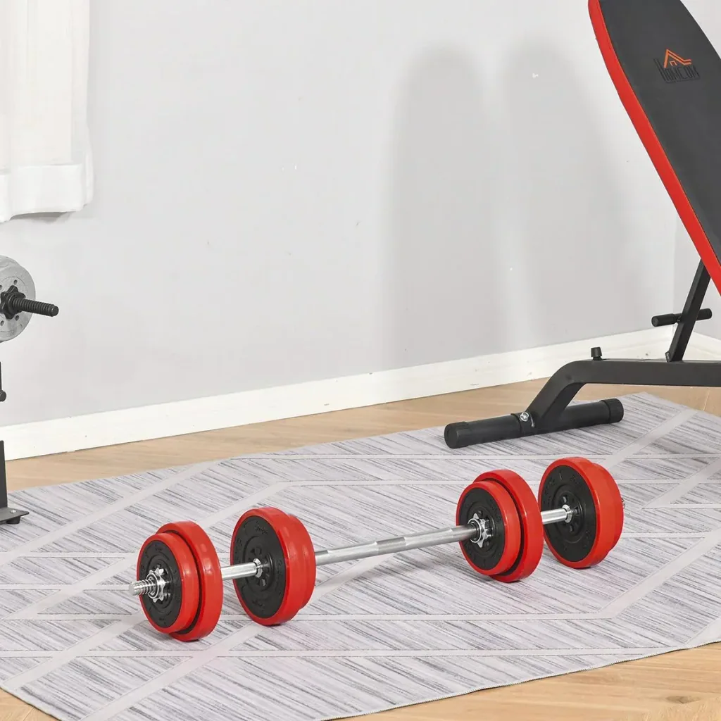 Hantelset 20/30KGS 2-IN-1 Hanteln&Langhanteln verstellbar Gewichtheben für Zuhause Fitness Muskel Rot+Schwarz 21,5 x 21,