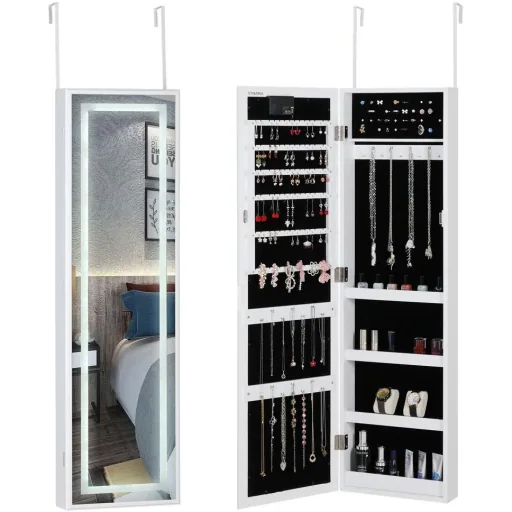 LED-Schmuckschrank weiß 31,5x9x110cm hängend
