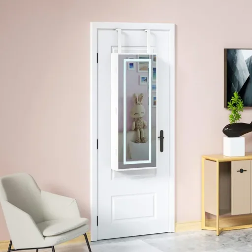 LED-Schmuckschrank weiß 31,5x9x110cm hängend