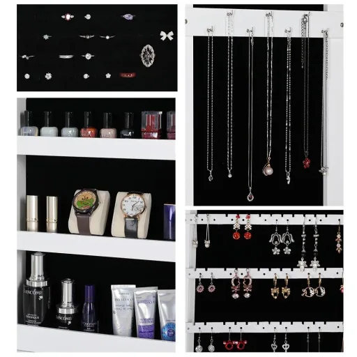 LED-Schmuckschrank weiß 31,5x9x110cm hängend