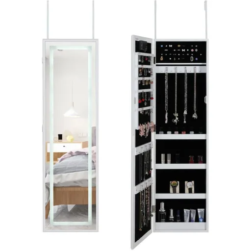 LED-Schmuckschrank weiß 31,5x9x110cm hängend