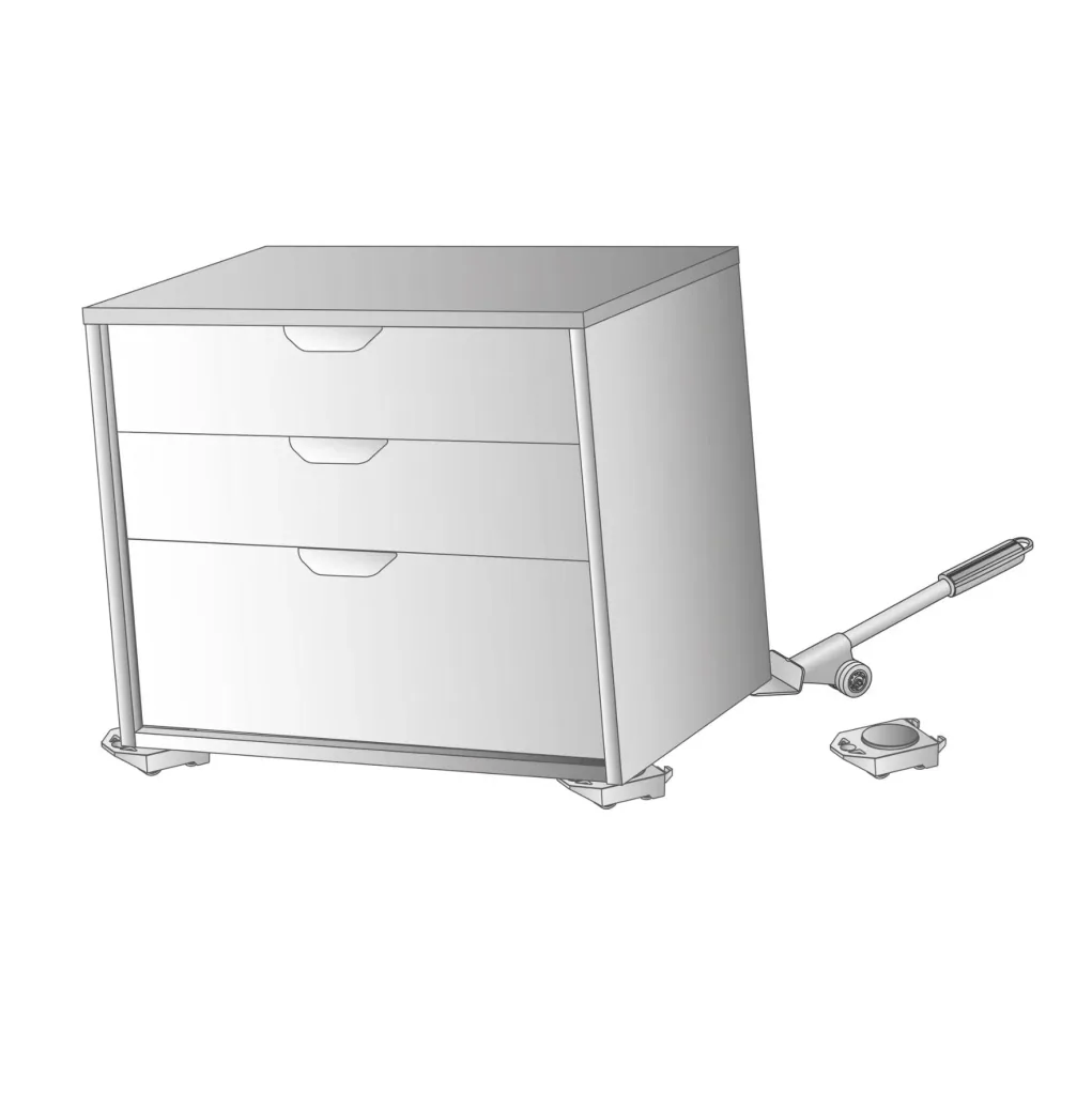Transporthilfe MM 4121, 38 x 6,5 x 3,5 cm, softe Rollen Ø 40 mm, Möbelheber, Umzugshelfer, Stahl, Tragkraft 150 kg