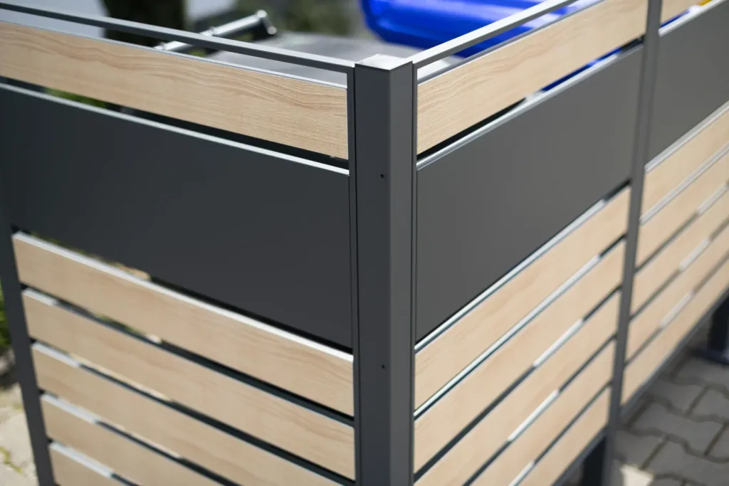 Mülltonnenverkleidung Planum 3er Box, 120 cm, holzoptik