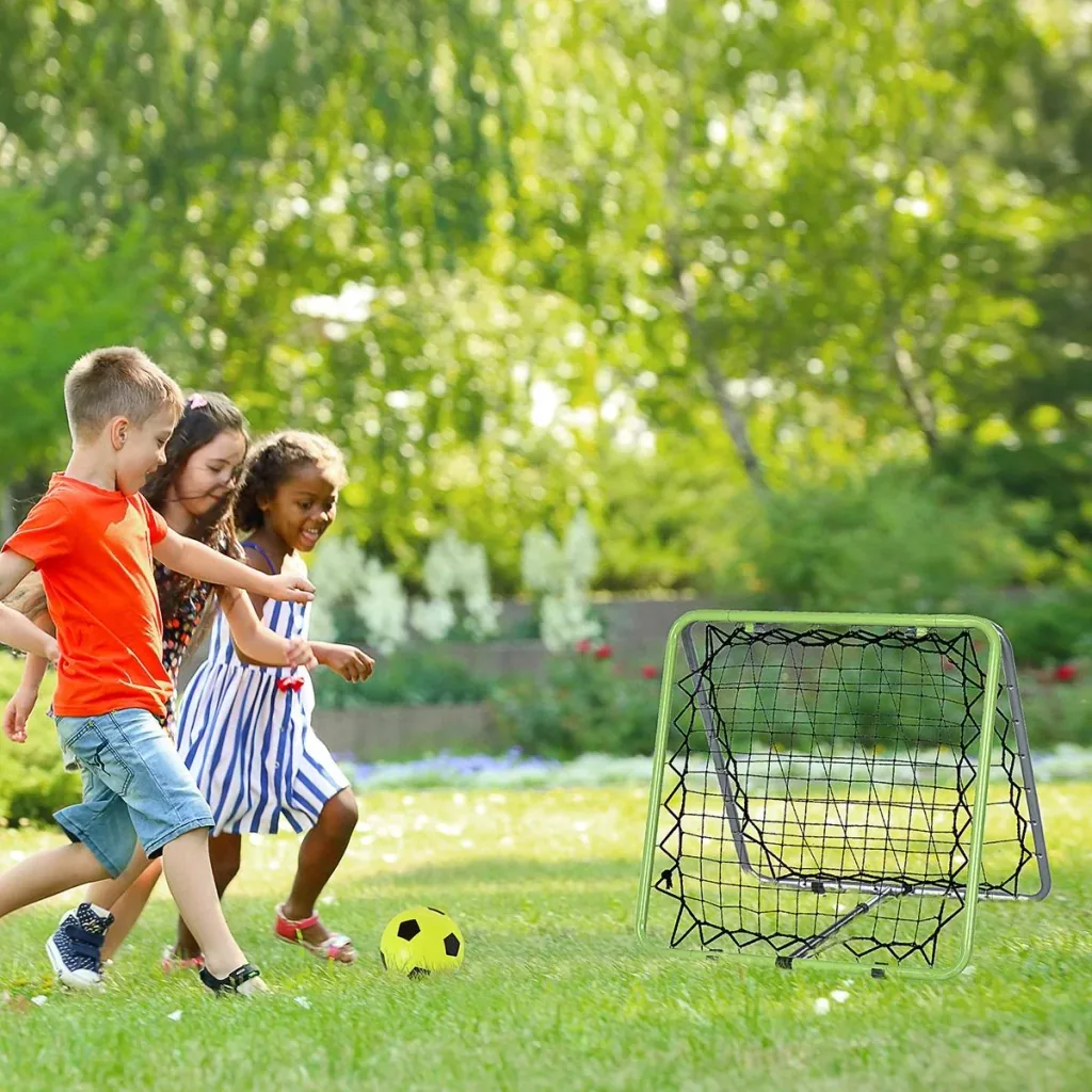 Baseball Rebounder Kickback Tor Rückprallwand Netz beidseitiger Rückprall Faltbar Metall+PE Grün 75 x 75 x 64 cm