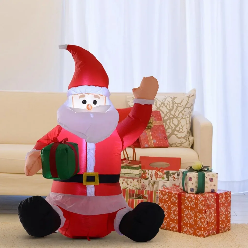 Selbstaufblasbare Weihnachtsmann mit LED-Beleuchtung rot