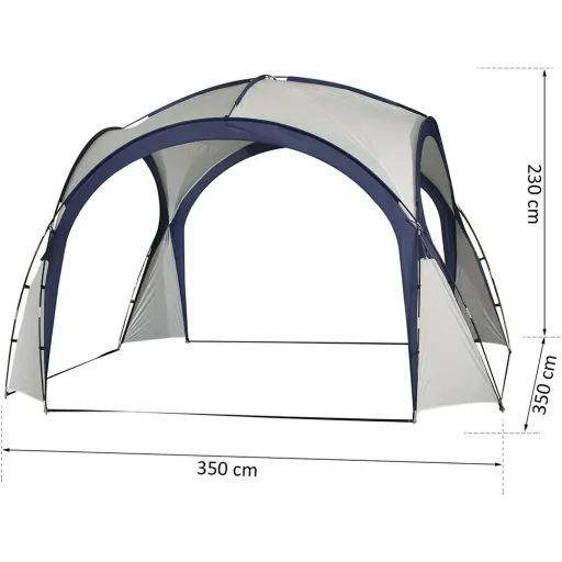 Pavillon Garten Partyzelt Festzelt Gartenzelt wetterfest Glasfaserstange+Polyester Cremeweiß + Blau 3,5x3,5x2,3m