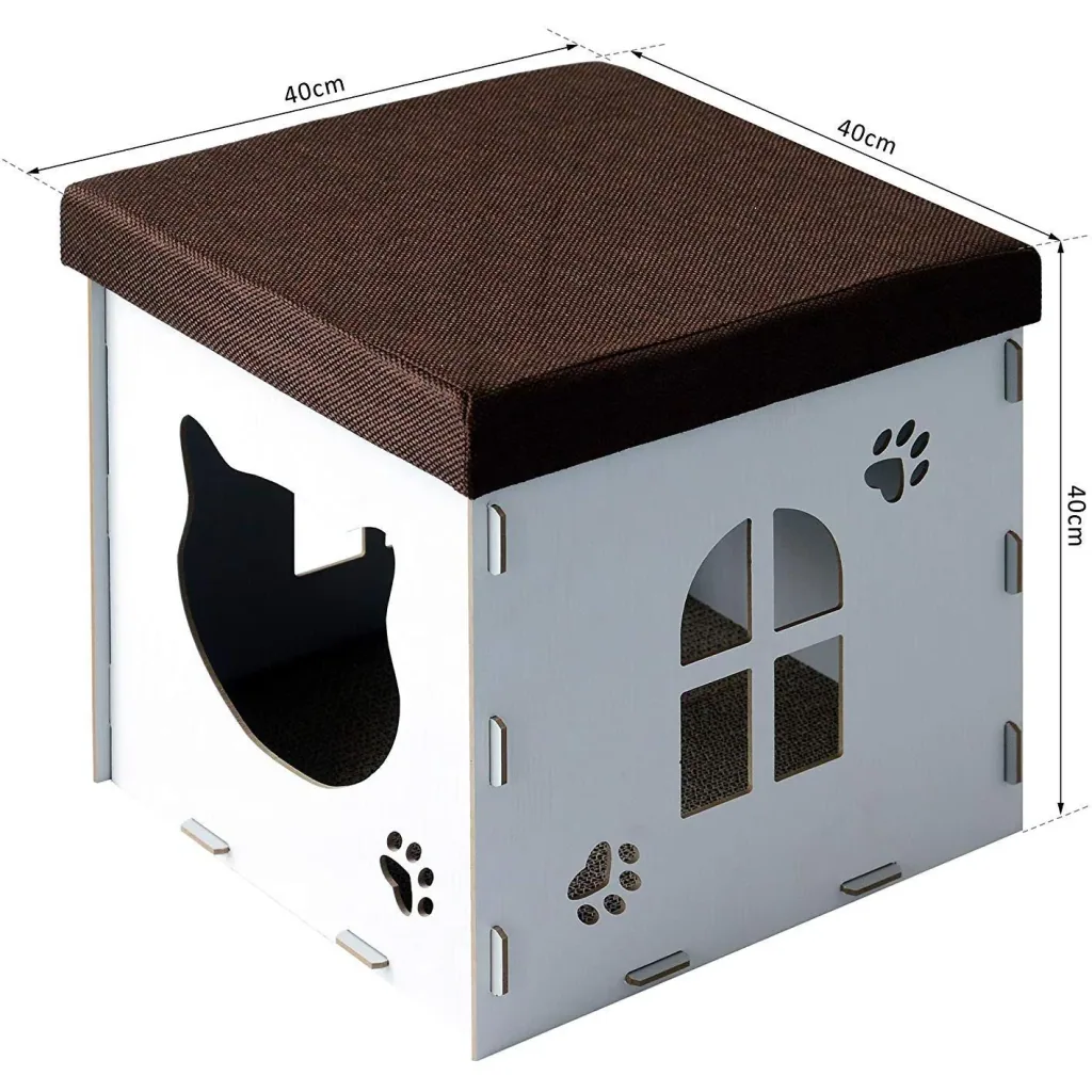Katzenhöhle Katzenschrank Katzenhaus Versteck Sitzhocker Sitzwürfel Weiß