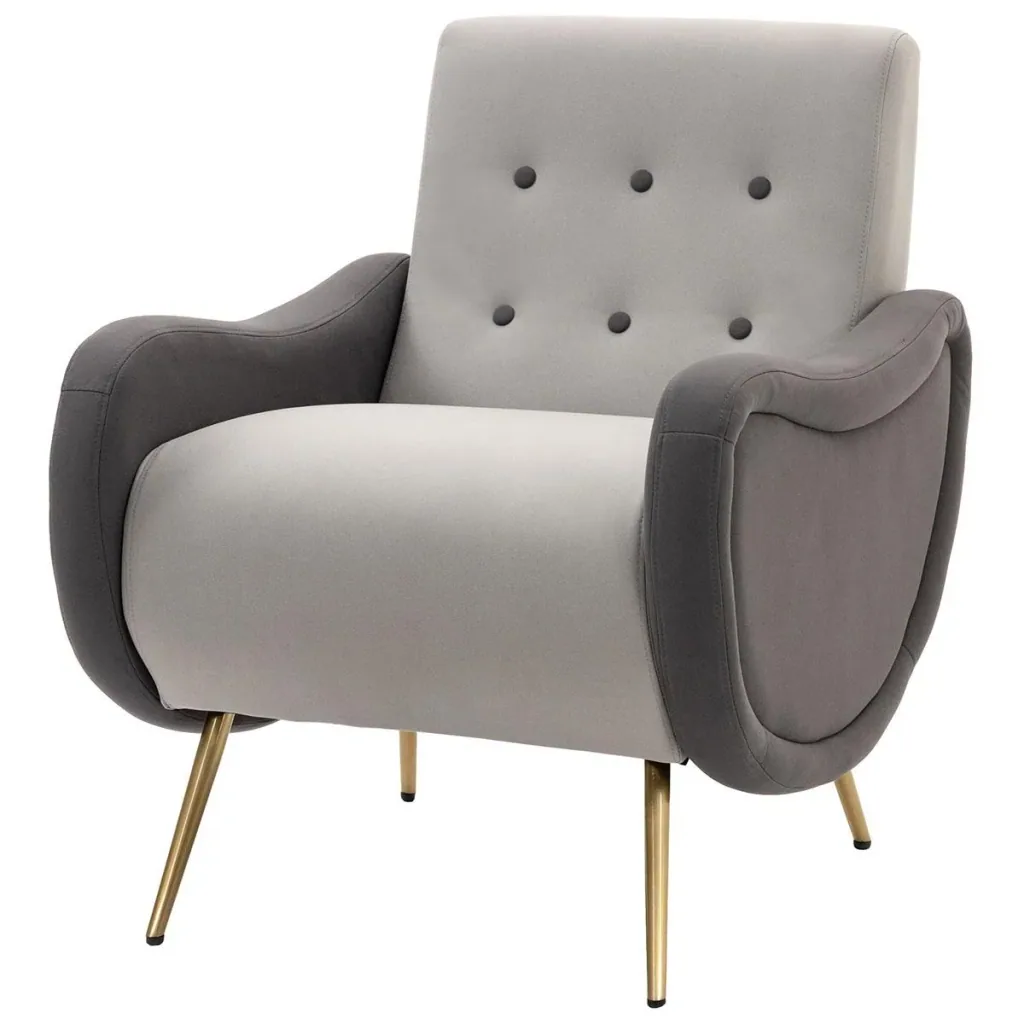 Einzelsessel Relaxsessel Einzelstuhl mit Tufting Eisenfüße Polyester Staumstoff Braun Grau 72 x 81 x 86 cm