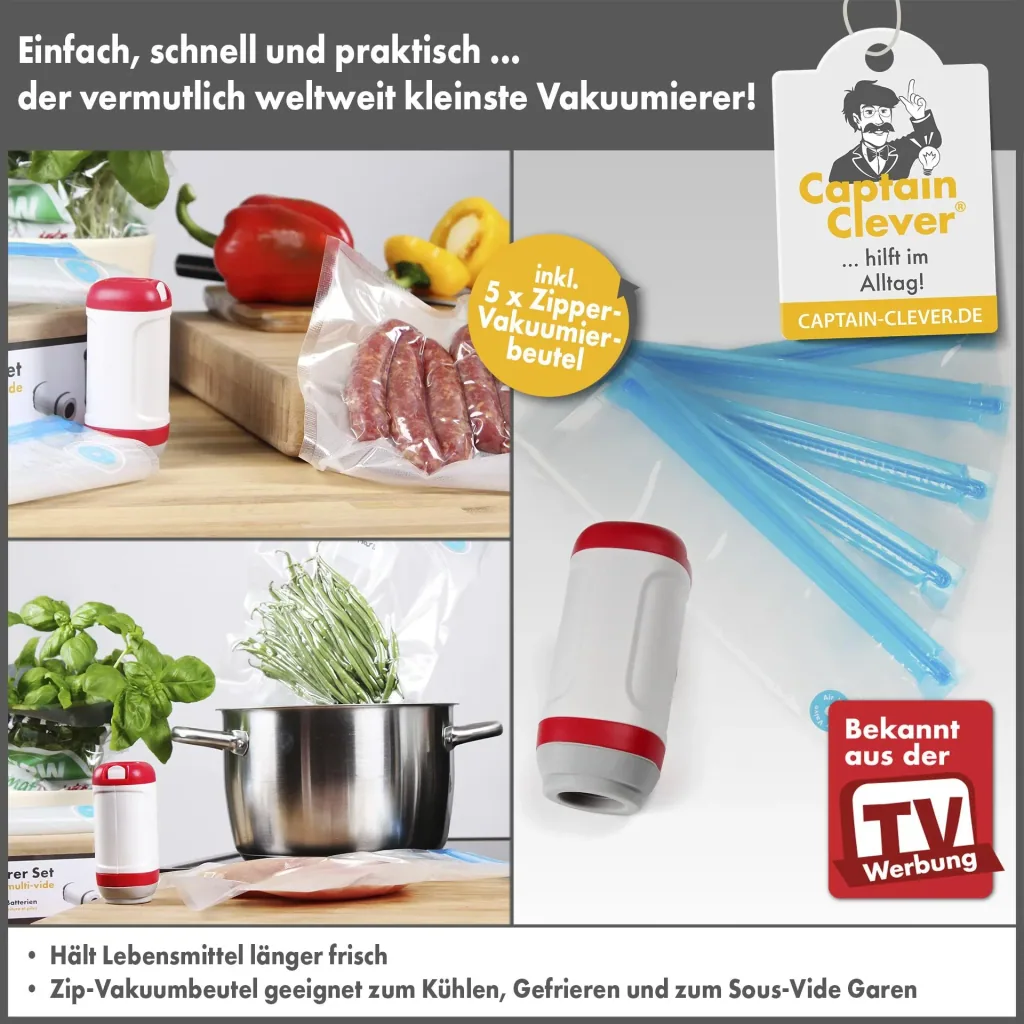 Multi-Vakuumierer mit 5 Zipper-Lebensmittelbeutel